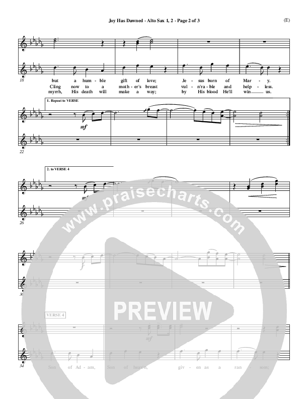 Joy Has Dawned Alto Sax 1/2 (Stuart Townend)