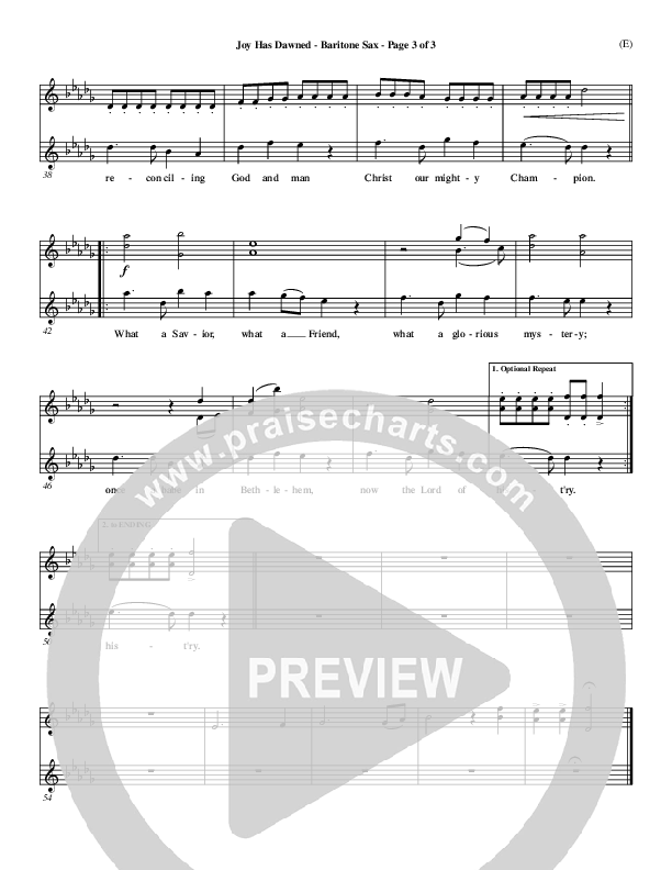 Joy Has Dawned Bari Sax (Stuart Townend)