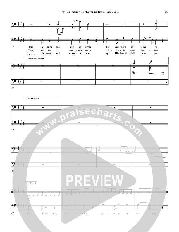 Joy Has Dawned Cello/Bass (Stuart Townend)