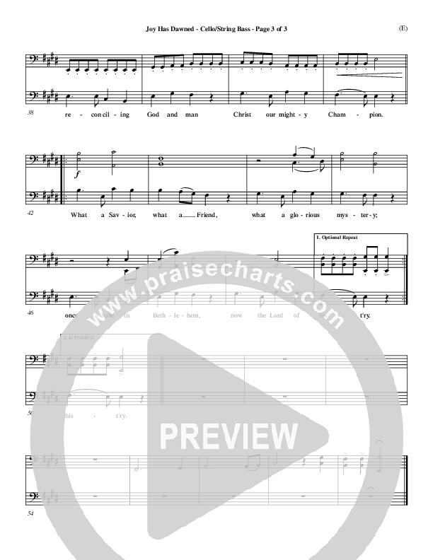 Joy Has Dawned Cello/Bass (Stuart Townend)