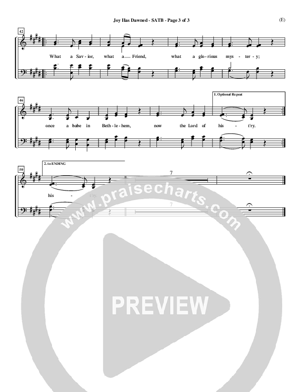Joy Has Dawned Choir Sheet (SATB) (Stuart Townend)