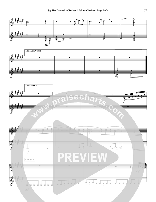 Joy Has Dawned Clarinet 1/2, Bass Clarinet (Stuart Townend)