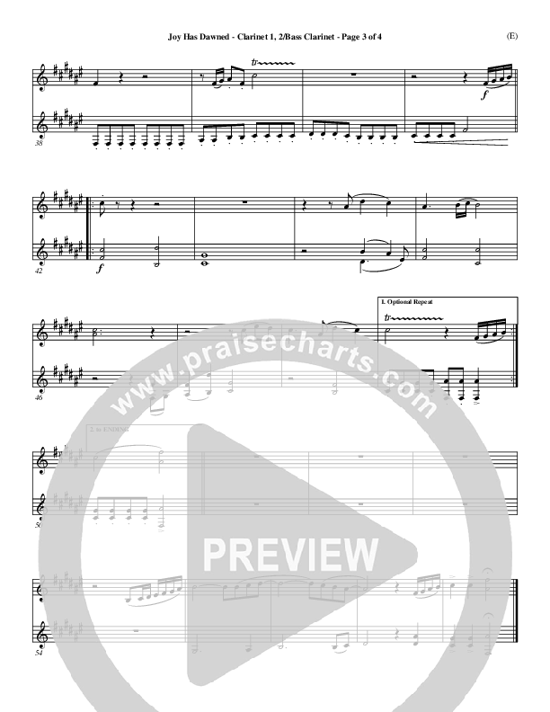 Joy Has Dawned Clarinet 1/2, Bass Clarinet (Stuart Townend)