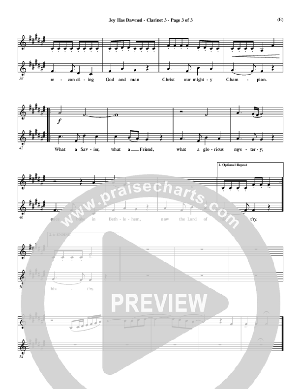 Joy Has Dawned Clarinet 3 (Stuart Townend)