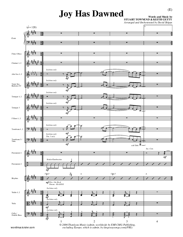 Joy Has Dawned Conductor's Score (Stuart Townend)