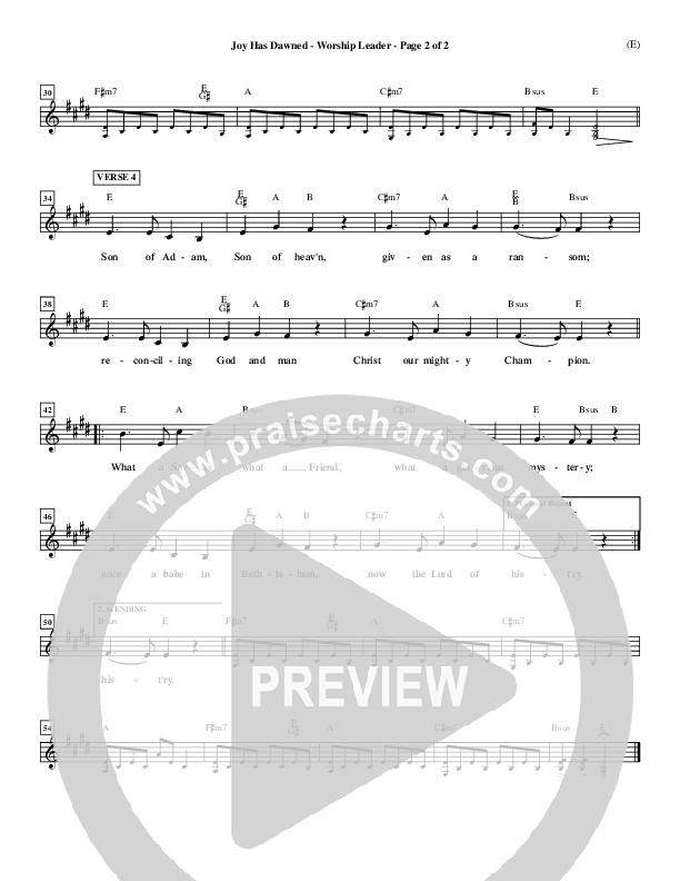 Joy Has Dawned Lead Sheet (Stuart Townend)