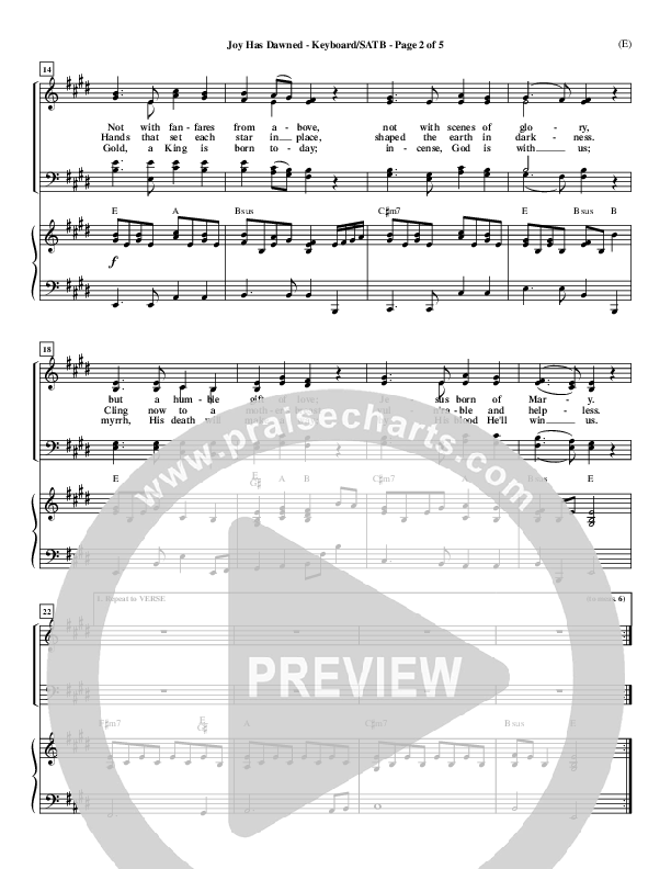Joy Has Dawned Lead Sheet (Stuart Townend)