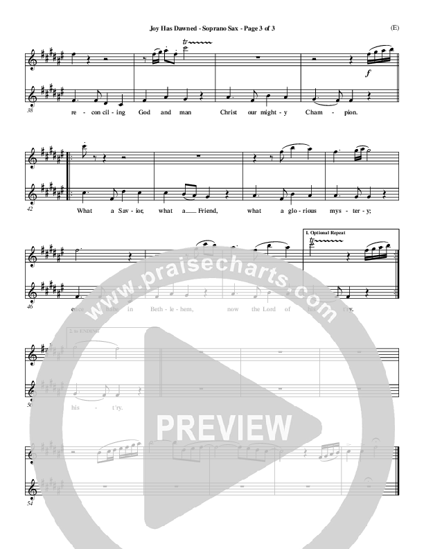 Joy Has Dawned Soprano Sax (Stuart Townend)