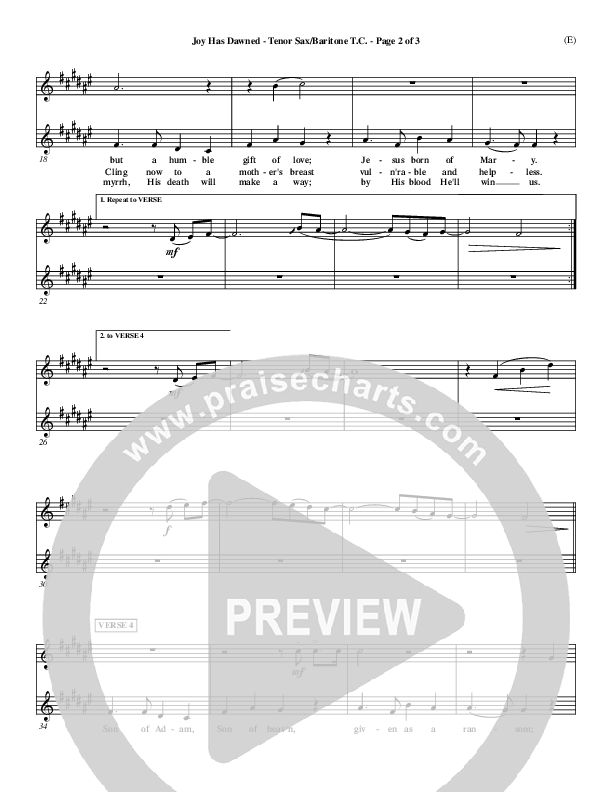 Joy Has Dawned Tenor Sax 2 (Stuart Townend)