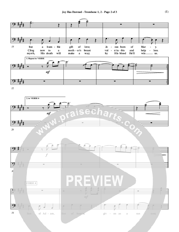 Joy Has Dawned Trombone 1/2 (Stuart Townend)