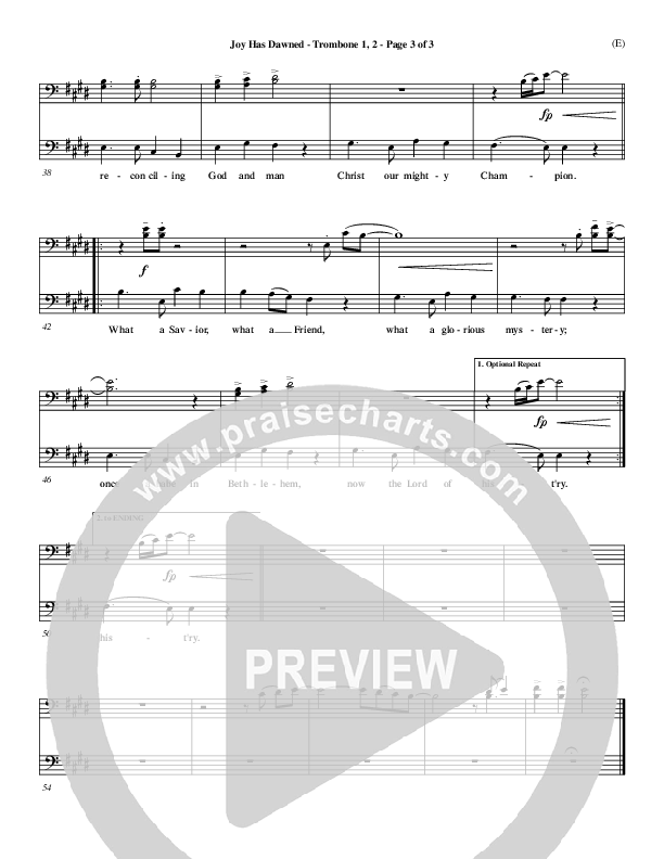 Joy Has Dawned Trombone 1/2 (Stuart Townend)