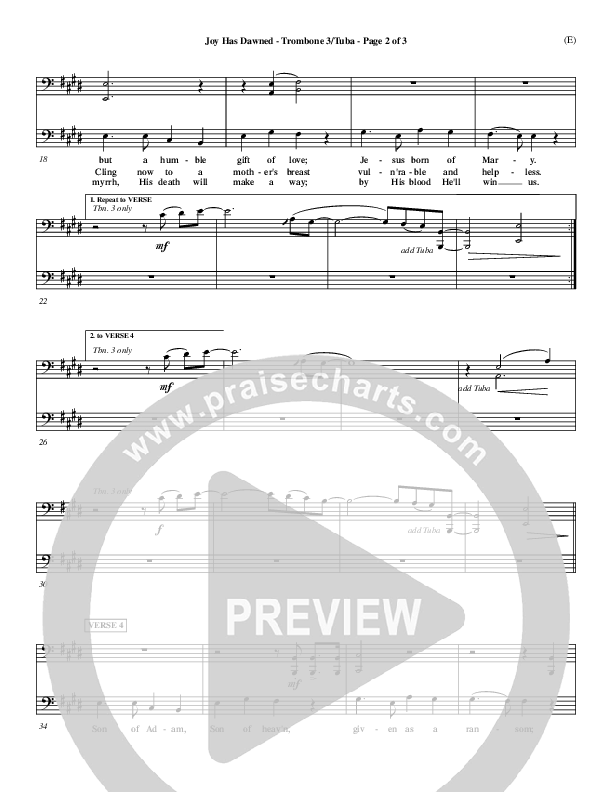 Joy Has Dawned Trombone 3/Tuba (Stuart Townend)