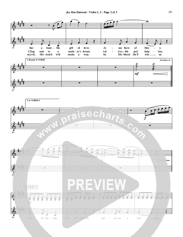 Joy Has Dawned Violin 1/2 (Stuart Townend)