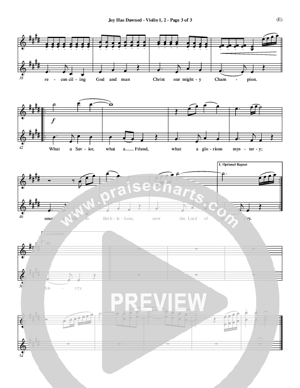 Joy Has Dawned Violin 1/2 (Stuart Townend)