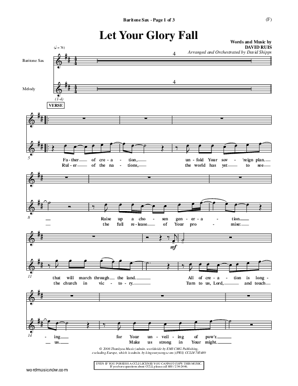 Let Your Glory Fall Bari Sax ()