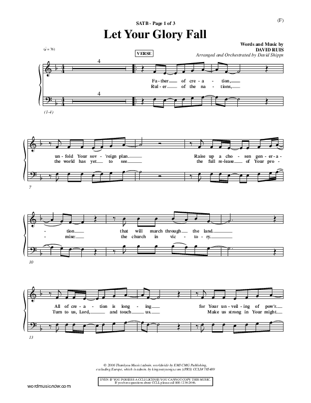 Let Your Glory Fall Choir Vocals (SATB) ()