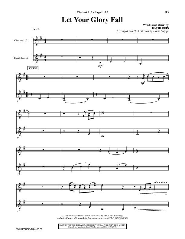 Let Your Glory Fall Clarinet 1/2 ()