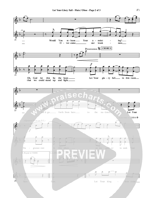 Let Your Glory Fall Flute/Oboe ()