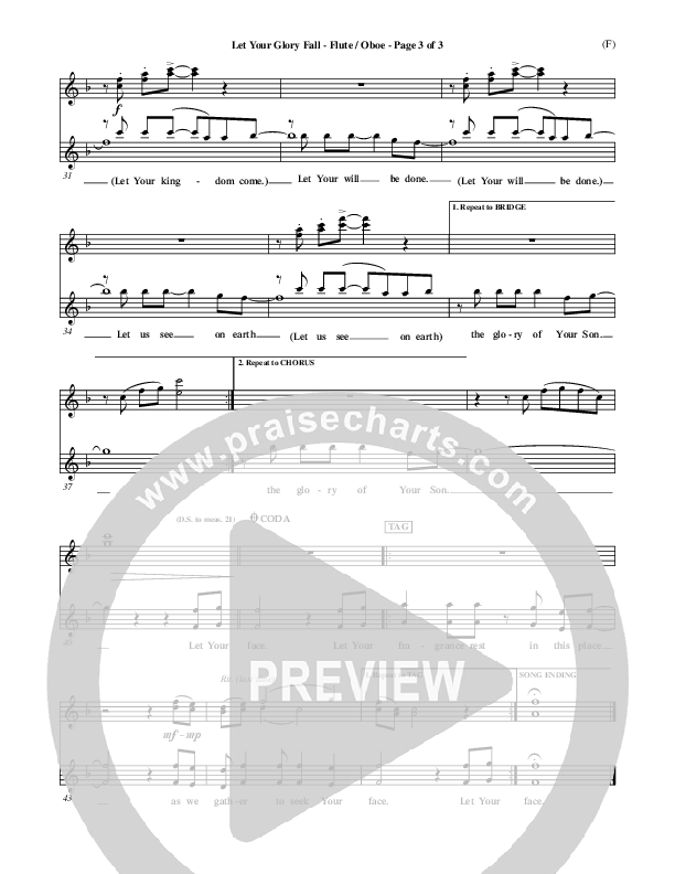 Let Your Glory Fall Flute/Oboe ()
