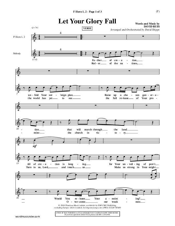 Let Your Glory Fall French Horn 1/2 ()