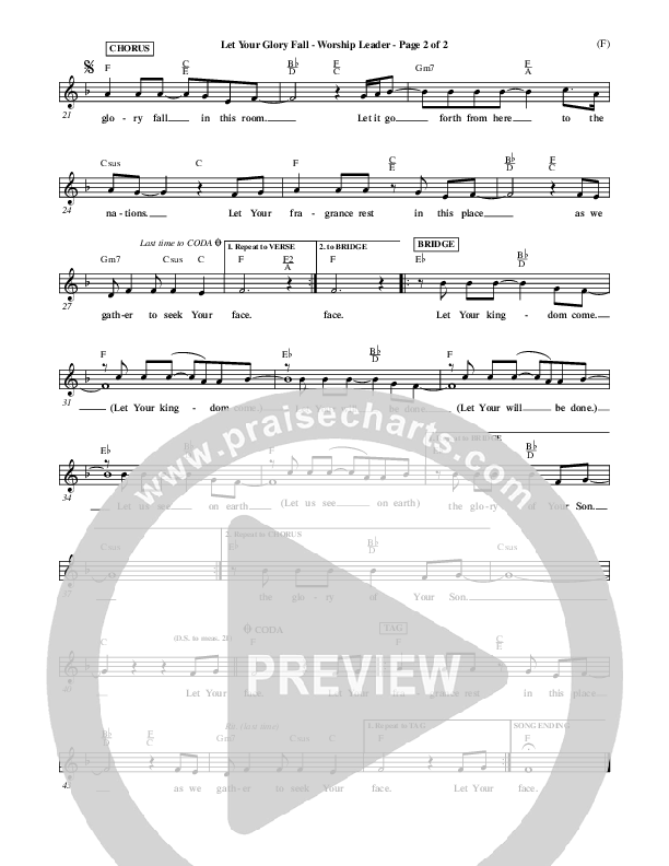 Let Your Glory Fall Lead Sheet ()