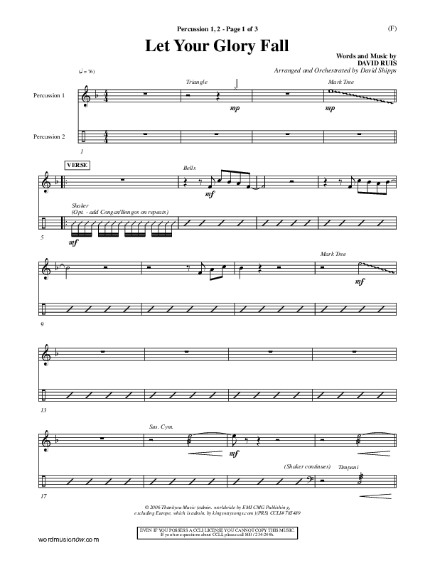 Let Your Glory Fall Percussion 1/2 ()