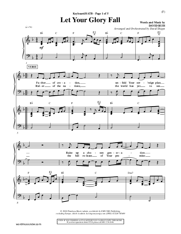 Let Your Glory Fall Lead Sheet ()