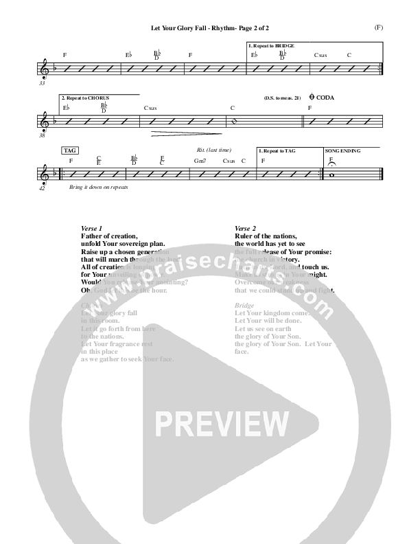 Let Your Glory Fall Rhythm Chart ()