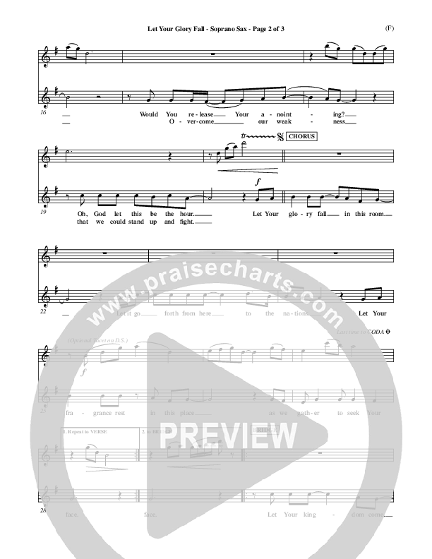 Let Your Glory Fall Soprano Sax ()