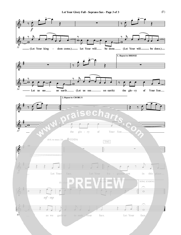 Let Your Glory Fall Soprano Sax ()