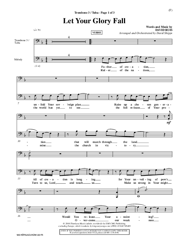 Let Your Glory Fall Trombone 3/Tuba ()