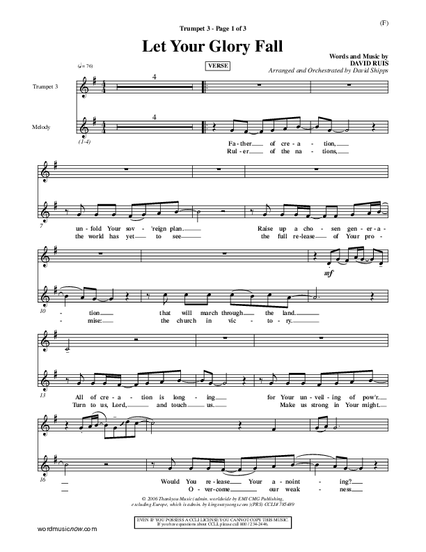Let Your Glory Fall Trumpet 3 ()