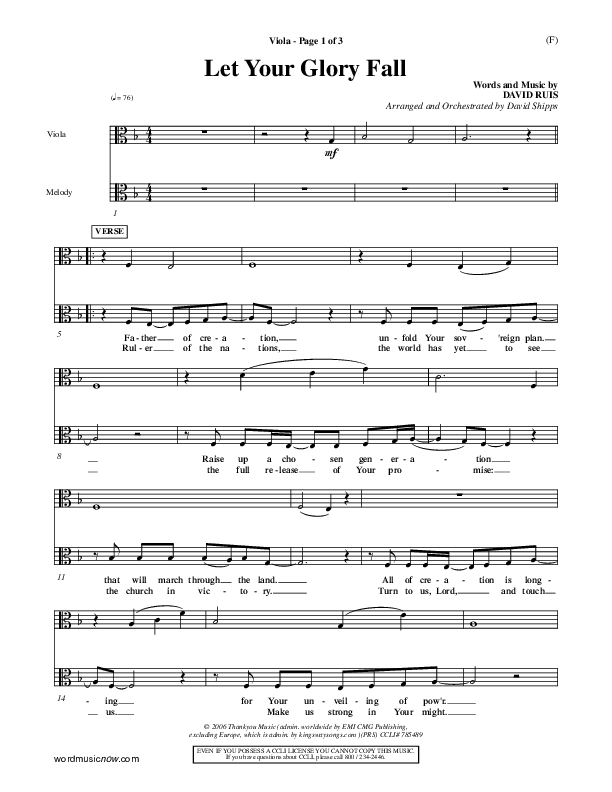 Let Your Glory Fall Viola ()