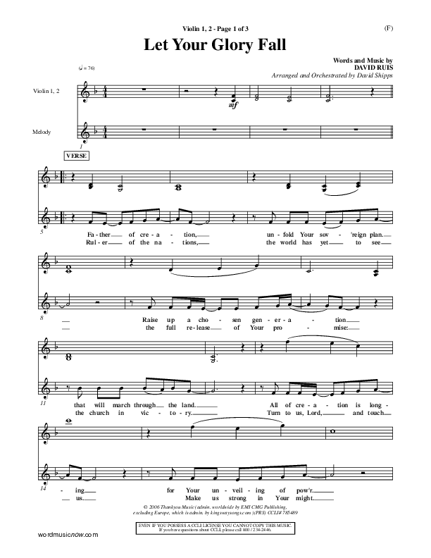 Let Your Glory Fall Violin 1/2 ()