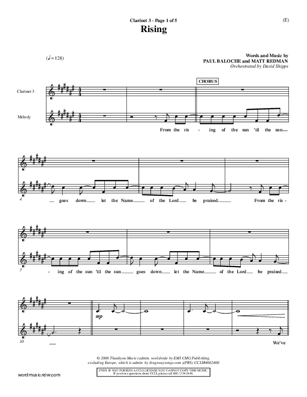 Rising Clarinet 3 (Paul Baloche)