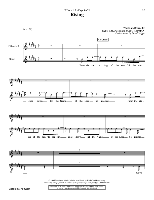 Rising French Horn 1/2 (Paul Baloche)