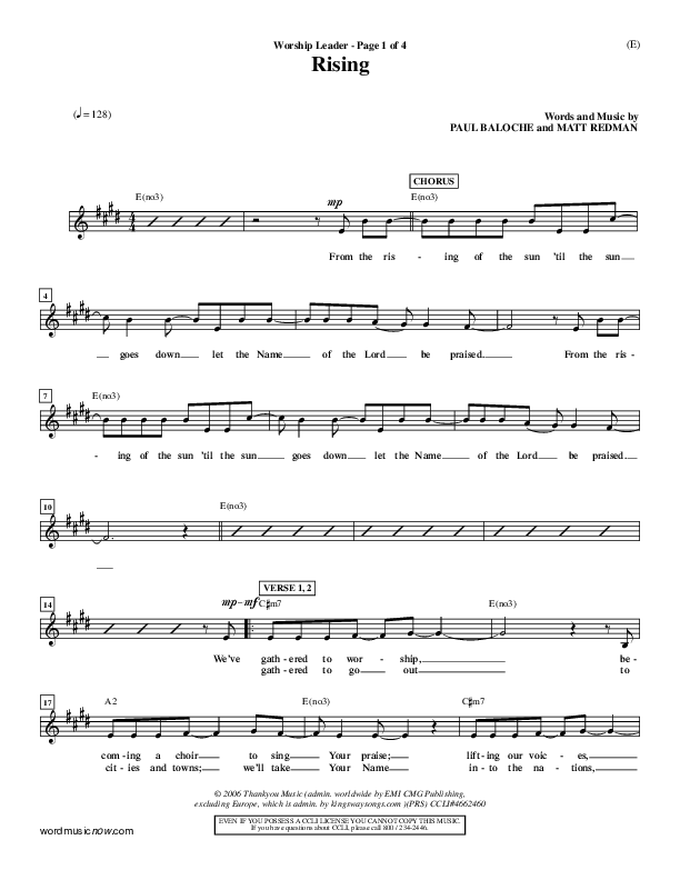 Rising Lead Sheet (Paul Baloche)