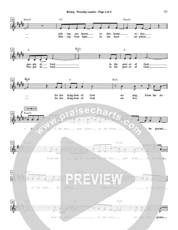 Rising Lead Sheet (Paul Baloche)