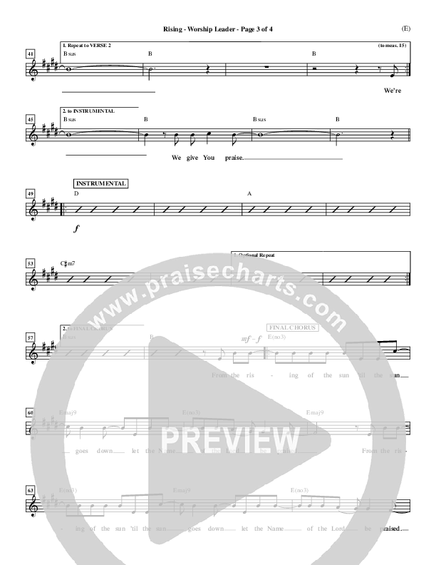 Rising Lead Sheet (Paul Baloche)