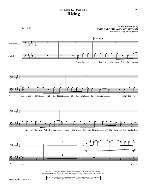 Rising Trombone 1/2 (Paul Baloche)