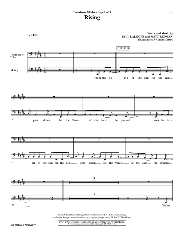 Rising Trombone 3/Tuba (Paul Baloche)