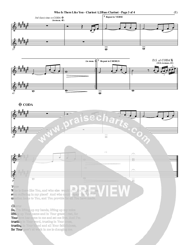 Who is There Like You Clarinet 1/2, Bass Clarinet (Paul Oakley)