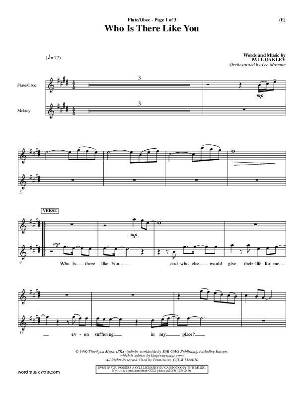 Who is There Like You Flute/Oboe (Paul Oakley)