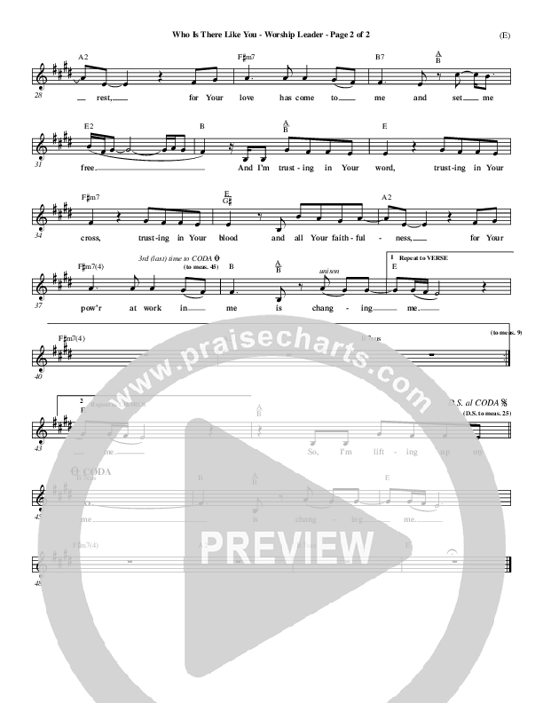 Who is There Like You Lead Sheet (Paul Oakley)