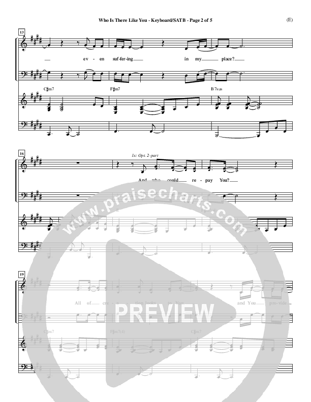 Who is There Like You Lead Sheet (Paul Oakley)