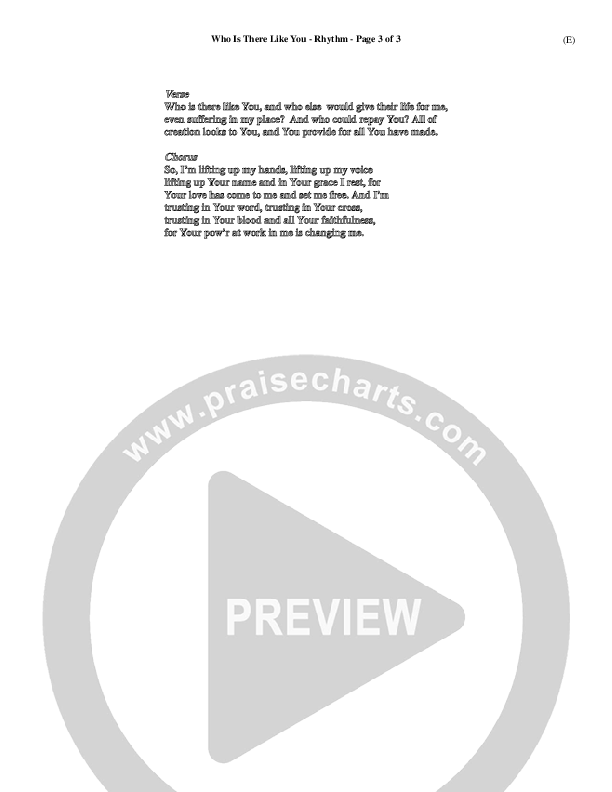 Who is There Like You Rhythm Chart (Paul Oakley)