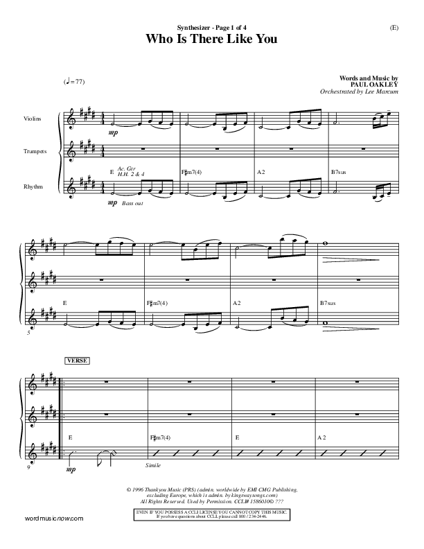 Who is There Like You Synth (Paul Oakley)