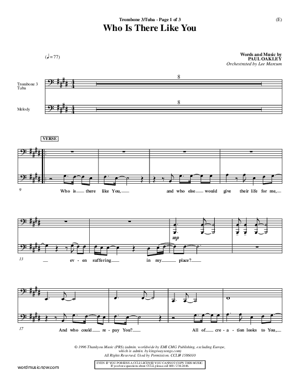 Who is There Like You Trombone 3/Tuba (Paul Oakley)