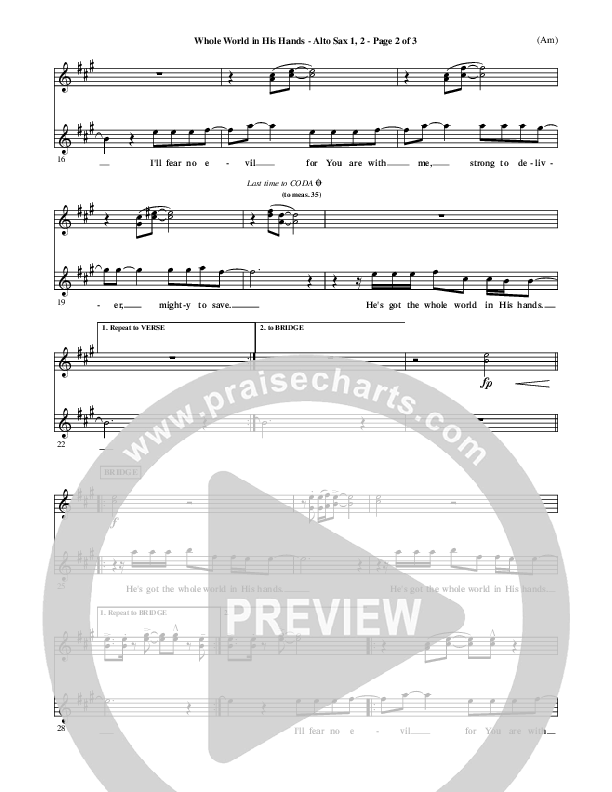 Whole World In His Hands Alto Sax (Tim Hughes)