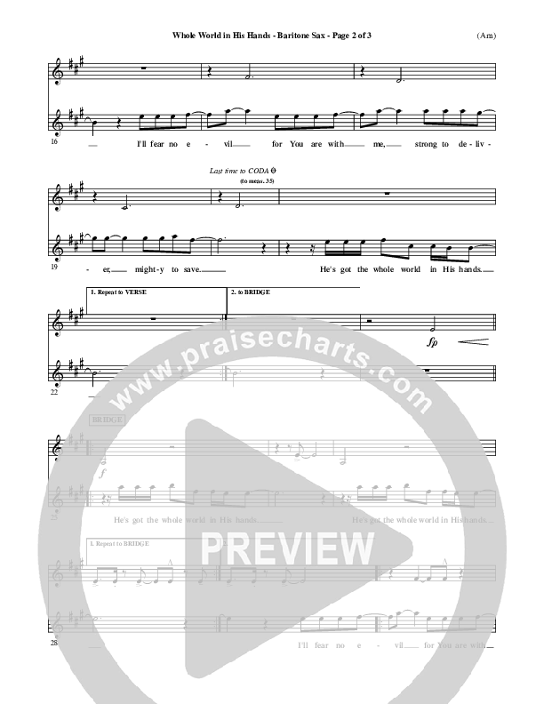 Whole World In His Hands Bari Sax (Tim Hughes)